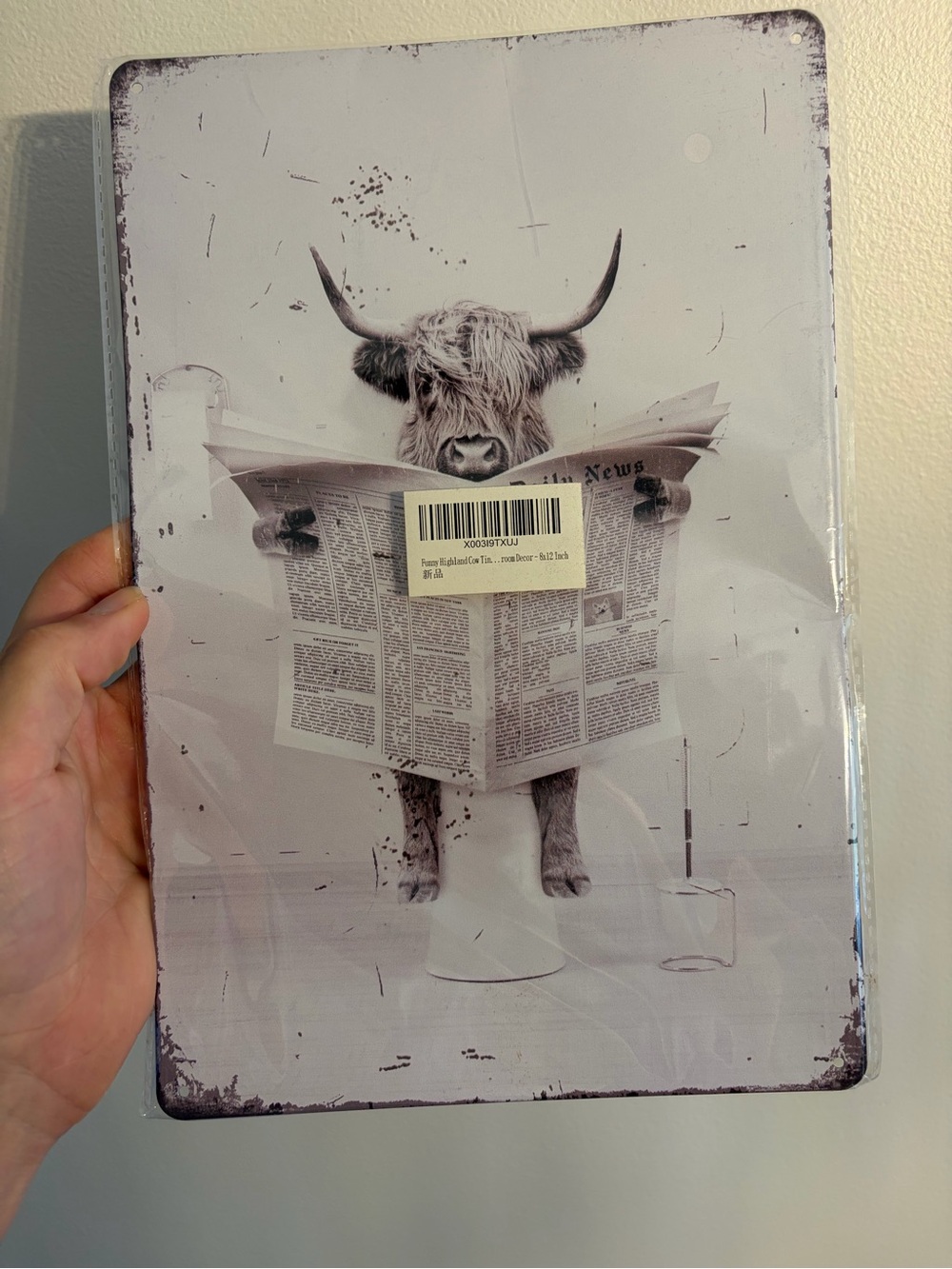 Highland Cow Tin  NEW   damaged